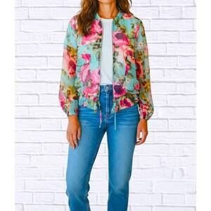 NEW CALYPSO demi lola jacket in turquoise print